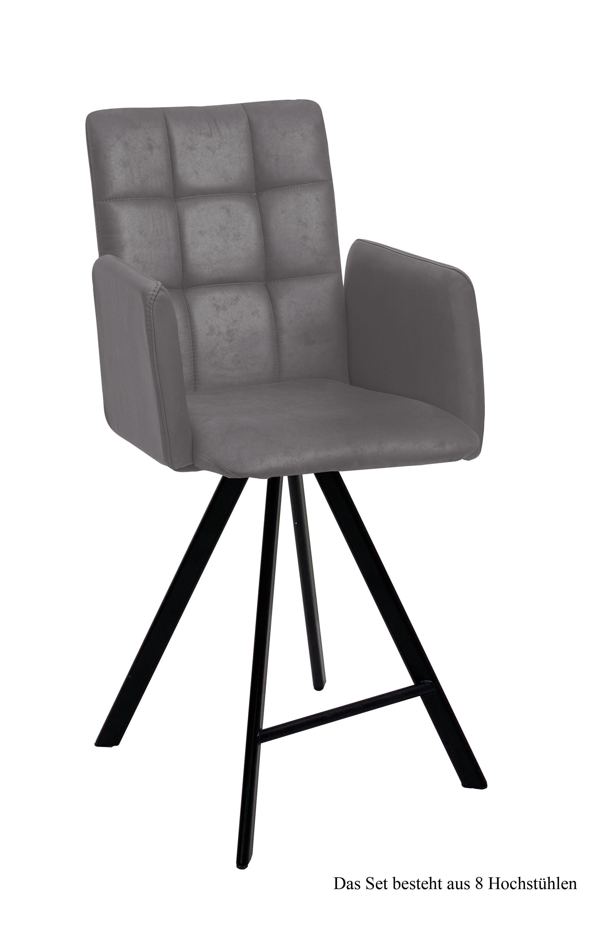 THEKENSTUHL drehbar (8er-Set) Devalyn 52x108x60 Schwarz/Grau - Schwarz/Grau, Kunststoff (60/108/52cm) - 58aufmkessel