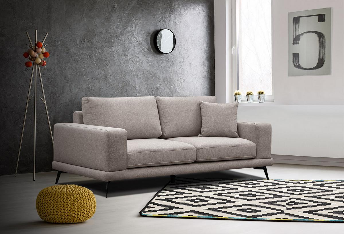SOFA MEDIOLANE 2,5-Sitzer, taupe - Taupe, Holzwerkstoff/Textil (203/87/96cm) - Wozimo