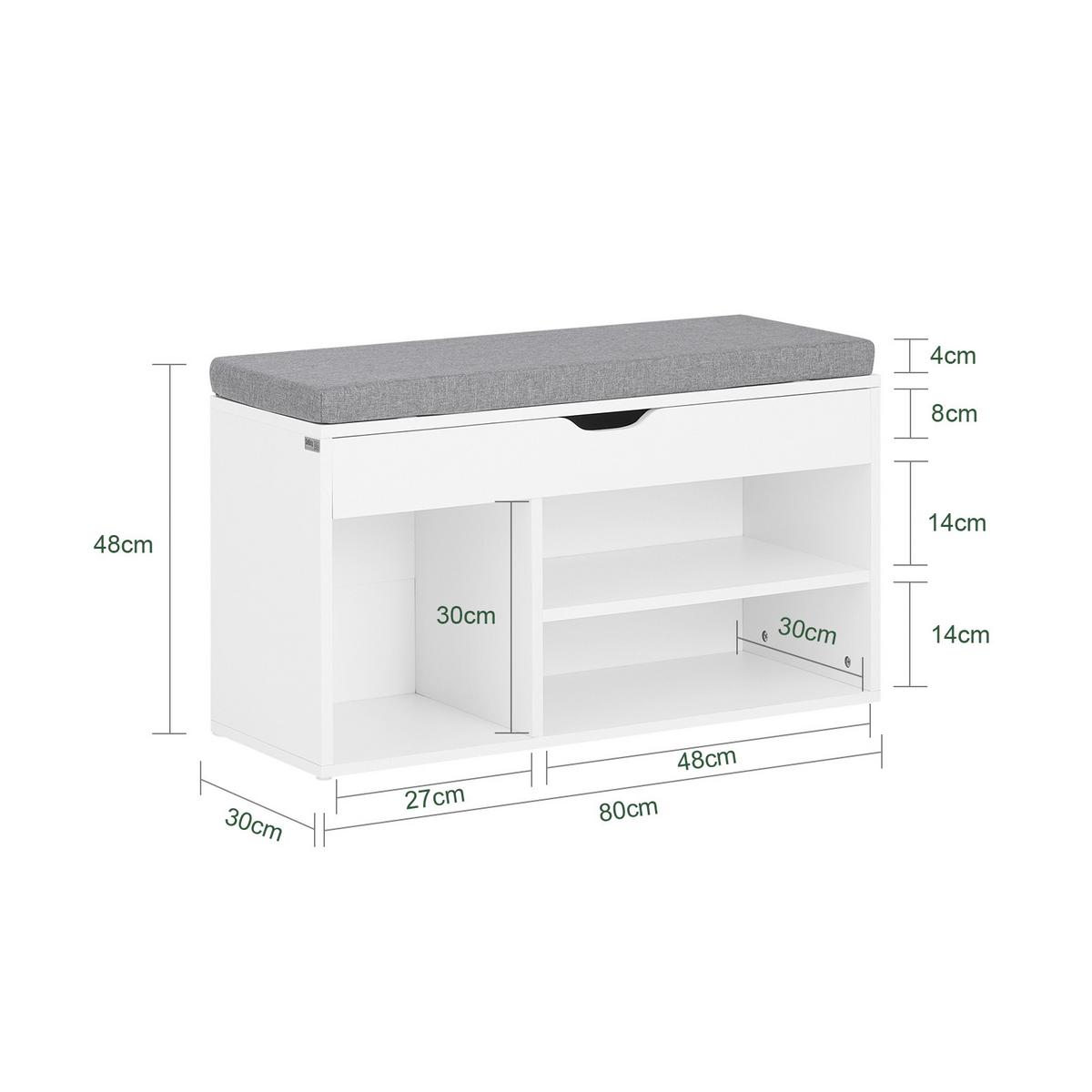 SCHUHBANK Grau - Hellgrau, Holzwerkstoff (80/46/30cm) - SoBuy