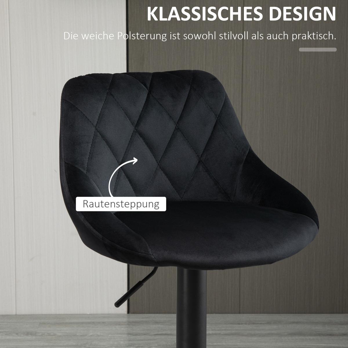 BARHOCKER 2ER-SET höhenverstellbar, Schwarz - Schwarz, Kunststoff (46/104/48cm) - HOMCOM