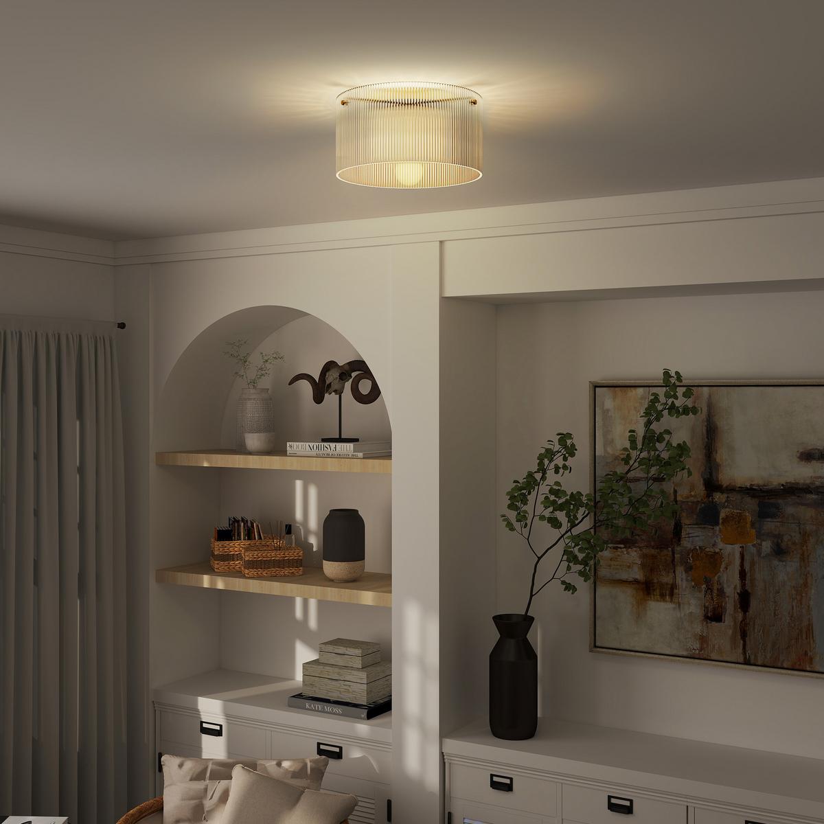DECKENLAMPE, Runde Deckenleuchte mit E27 Fassung für Schlafzimmer - Transparent, Metall (32/32/16.5cm) - HOMCOM