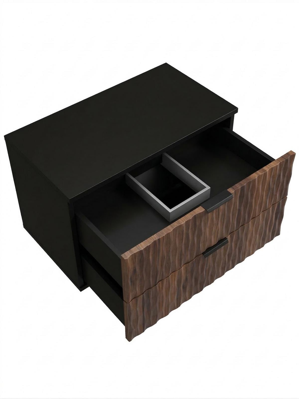 WASCHBECKENUNTERSCHRANK Java 2 Schubladen Walnuss Braun mit Schwarz - 81 x 48 x 40 cm - Eichefarben/Schwarz, Holz (81/40/48cm) - Badplaats