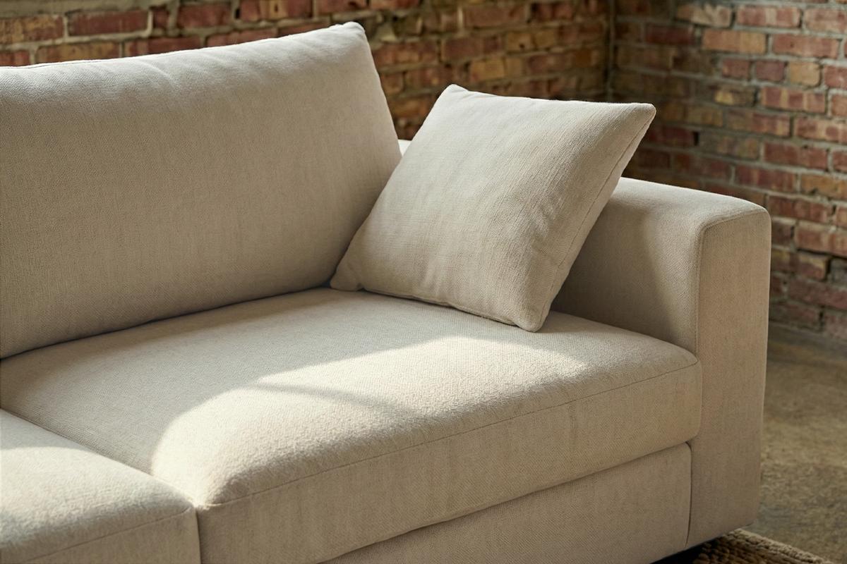 SOFA AMINA Cremeweiß Flachgewebe - Creme/Schwarz, Buchenholz/Textil (228/82/101cm) - KAWOLA