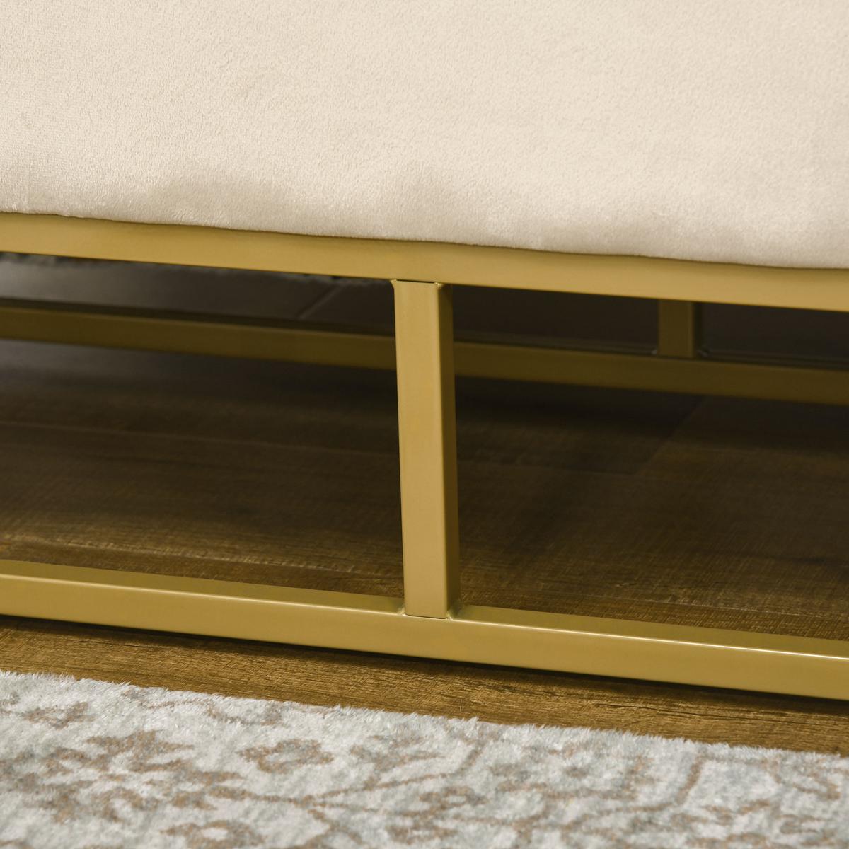 TRUHENBANK samtoptik, Stahl Beige - Beige, Textil (44/49/110cm) - HOMCOM
