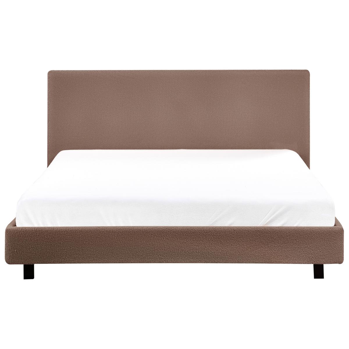 BETT mit Lattenrost 180/200 cm Braun Albi - Schwarz/Braun, Textil (180/200cm) - Beliani