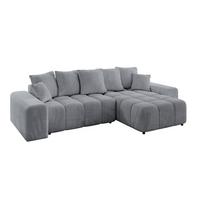 ECKSOFA Ottomane rechts ENIL-L 297x189x68 Hellgrau Velours - Titanfarben, Holzwerkstoff/Kunststoff (189/297cm) - ALTDECOR