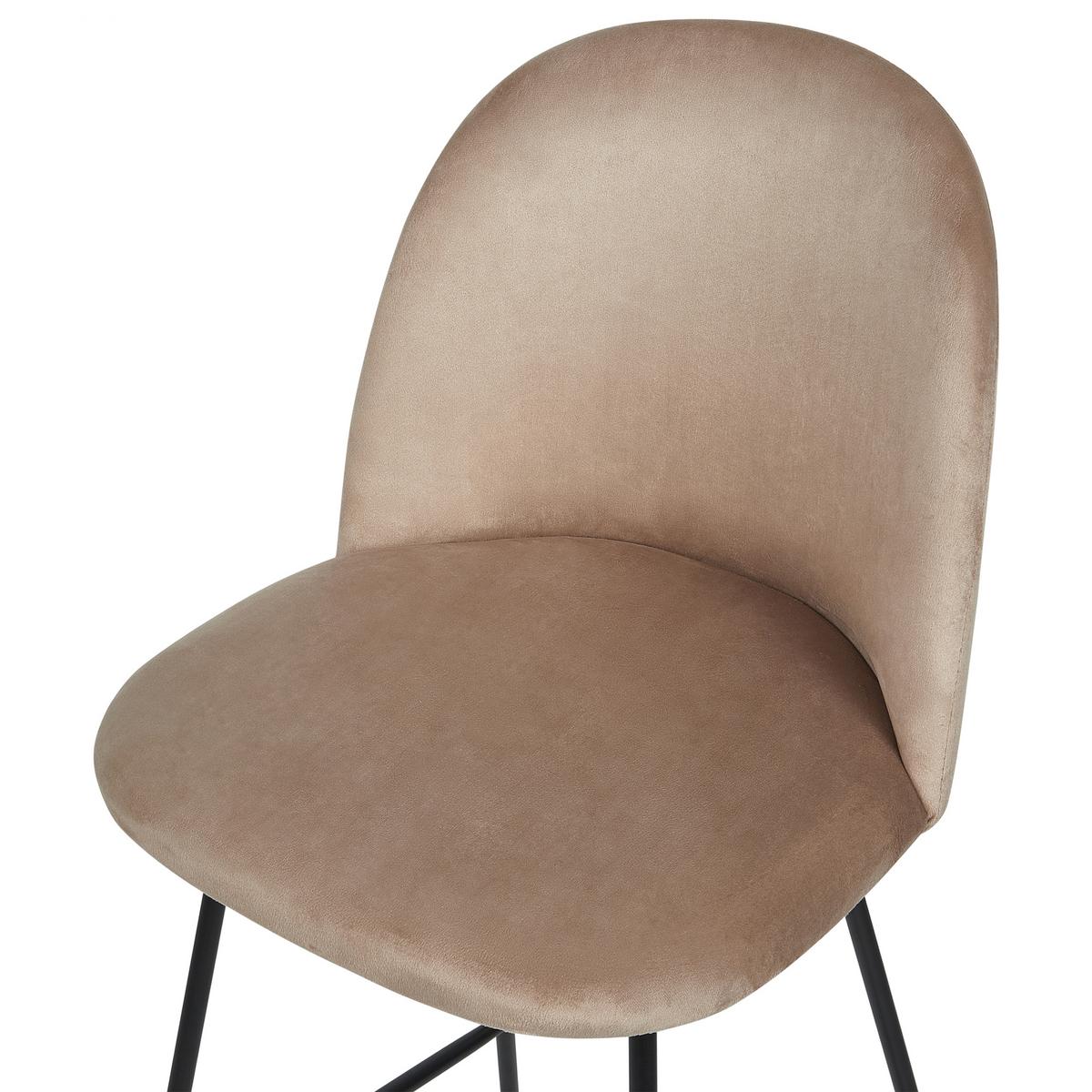 BARSTUHL 2er-Set Samtstoff taupe/schwarz Arcola - Beige/Schwarz, Textil (52/114/54cm) - Beliani