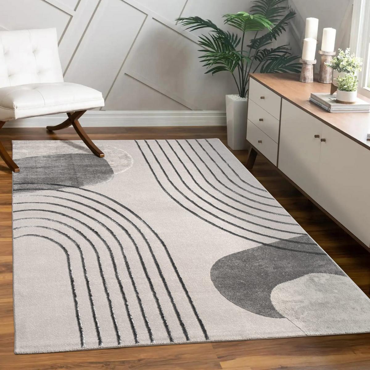 KURZFLORTEPPICH, abstrakt, aus Polypropylen, Florhöhe 11 mm, Grau, 120 x 160 cm - Grau, Textil (160/120cm) - KADIMA DESIGN