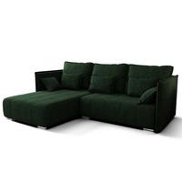 ECKSOFA L Form Florinna Grün 245/182/87 cm mit Schlaffunktion - Chromfarben/Grün, Textil/Metall (245/182cm) - AX Living