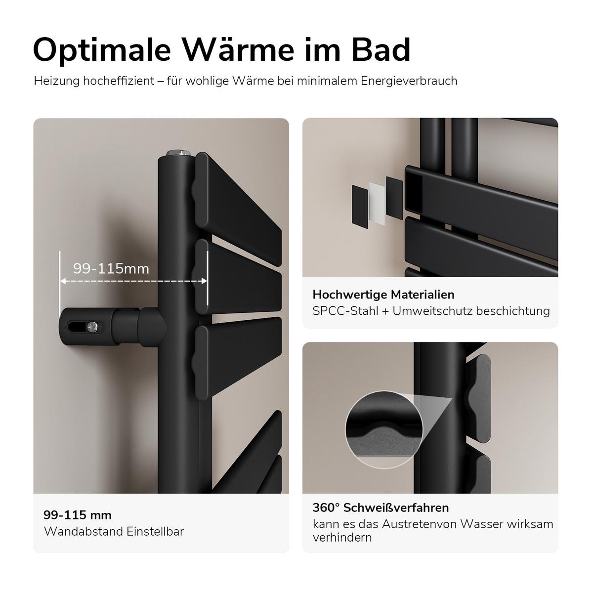 HEIZKÖRPER wasserführend Schwarz 132/60/5,9 cm - Schwarz, Metall (60/132/5.9cm) - EMKE