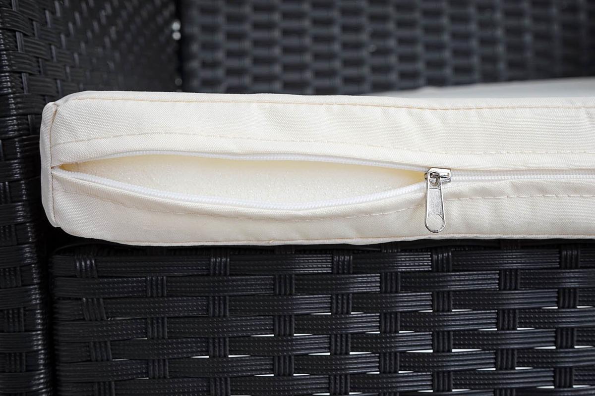 POLY-RATTAN GARTENBANK Anthrazit, Cremeweiß - Anthrazit/Weiß, Kunststoff (106/83/60cm) - MCW