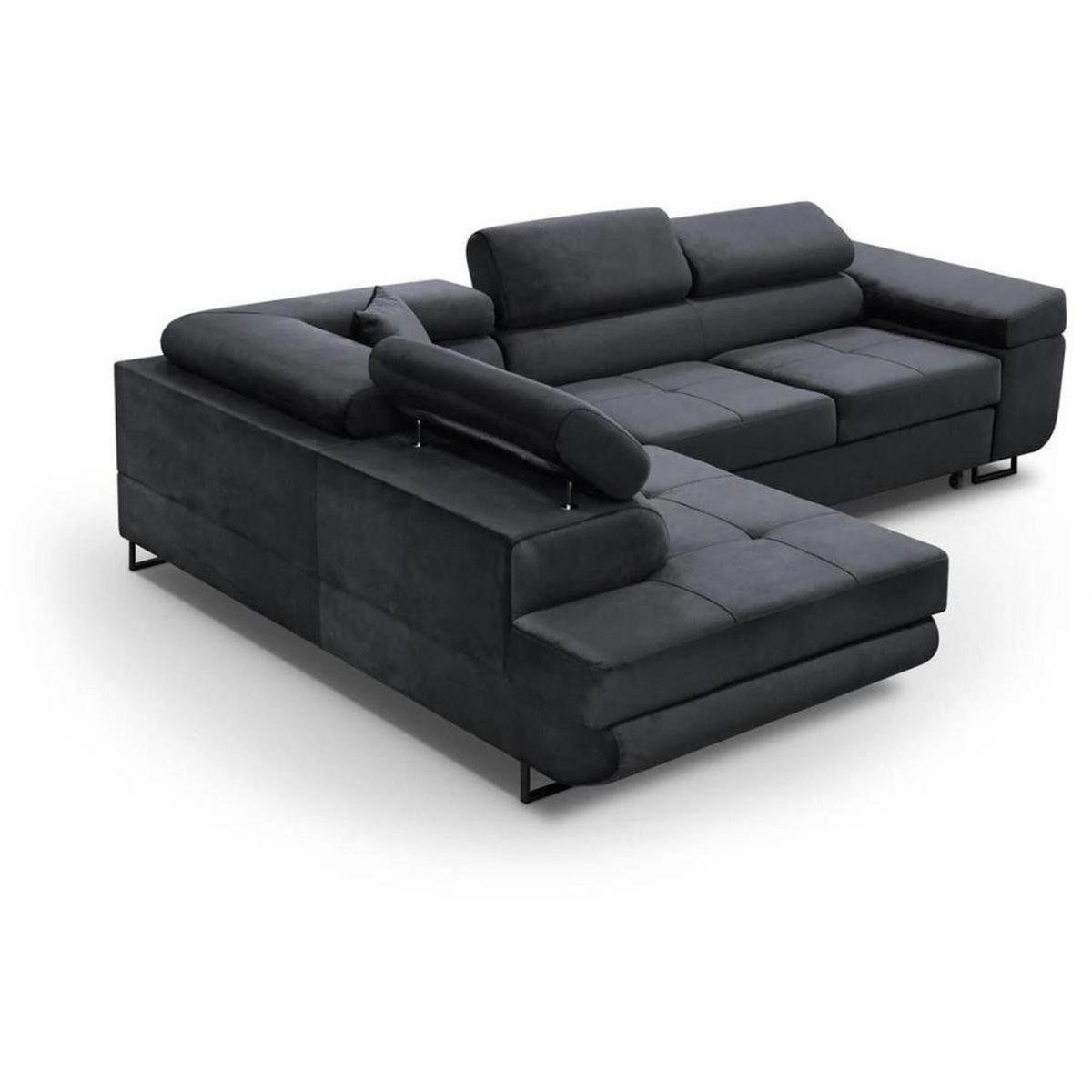 ECKSCHLAFSOFA Waldo verstellbaren Kopfstützen, Schwarz, links - Schwarz, Textil (275/203cm) - Beautysofa