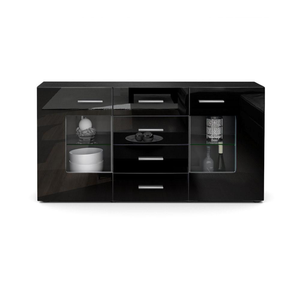 SIDEBOARD Noah Schwarz Hochglanz - Schwarz Hochglanz, Holzwerkstoff (139/72/35cm) - Vladon