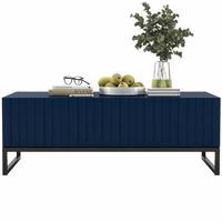 COUCHTISCH Elpis Marineblau matt Glamour 110 cm - Blau/Schwarz, Holzwerkstoff/Metall (54/110/39cm) - Meble Lindner