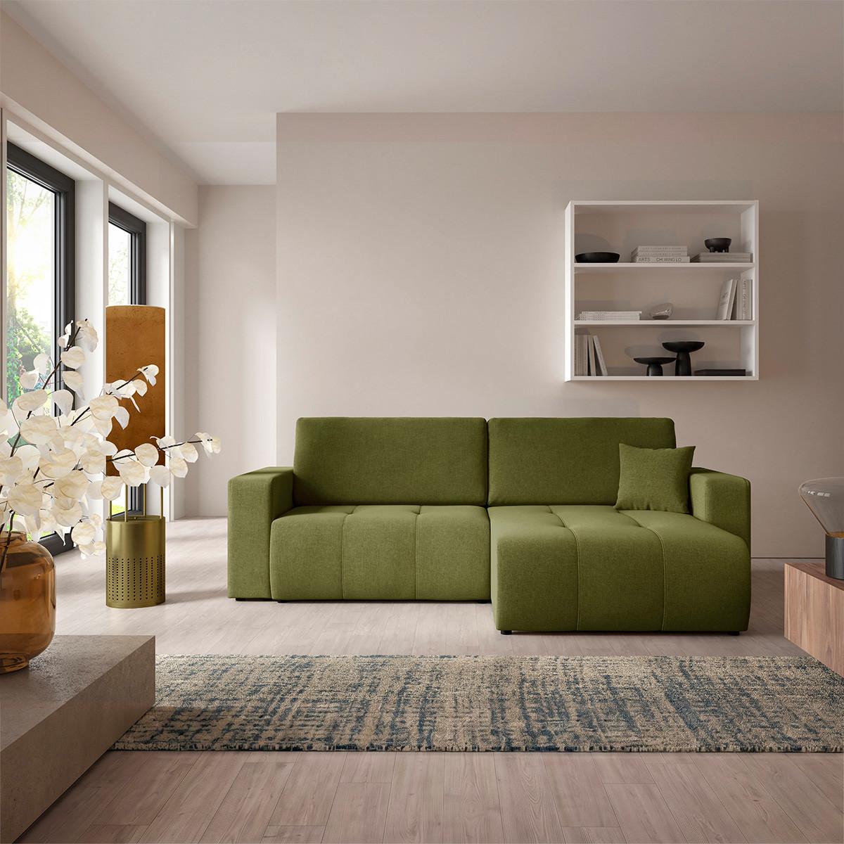 ECKSOFA Giulia 3 Sitzplätze Grün - Grün, Holz (244/149cm) - Petits-meubles