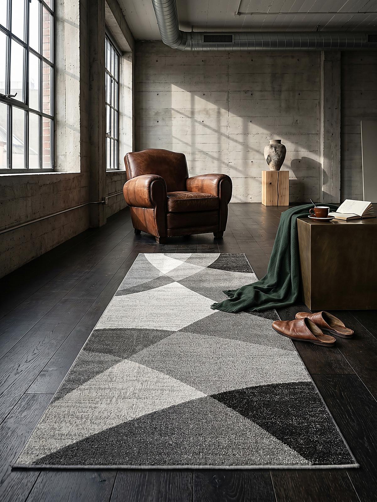TEPPICH Niederflor Abstrakt THUR Polypropylen Grau 80 x 140 cm - Grau, Textil (80/140cm) - KADIMA DESIGN