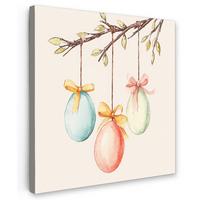 LEINWANDBILD Osterkuchen - Schleife - Eier Deko Groß 90x90 cm - Creme, Textil (90/90cm) - MuchoWow
