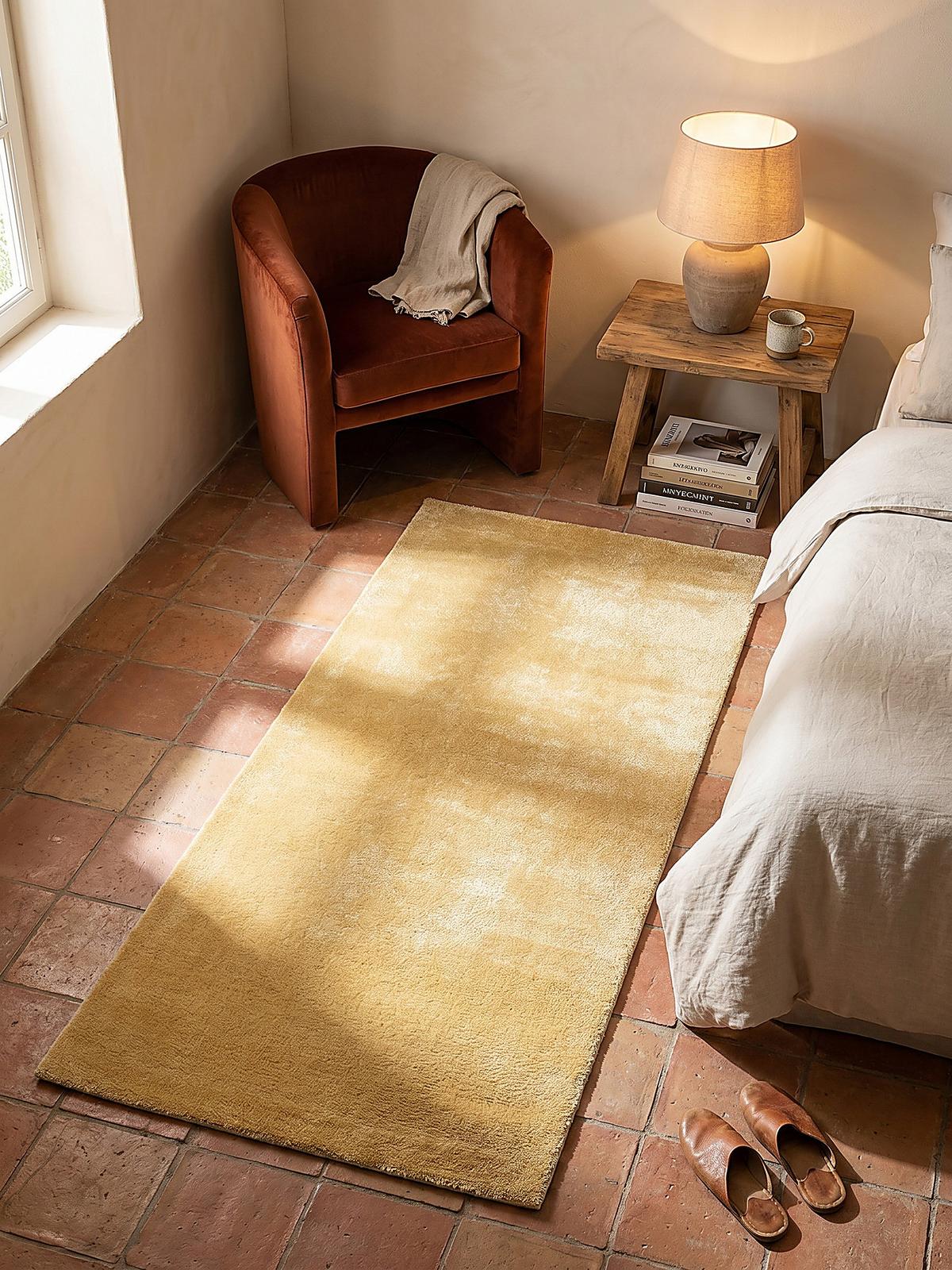TEPPICHLÄUFER Antirutsch Uni ALDAN Polyester Gold 80 x 150 cm - Goldfarben, Textil (80/150cm) - KADIMA DESIGN
