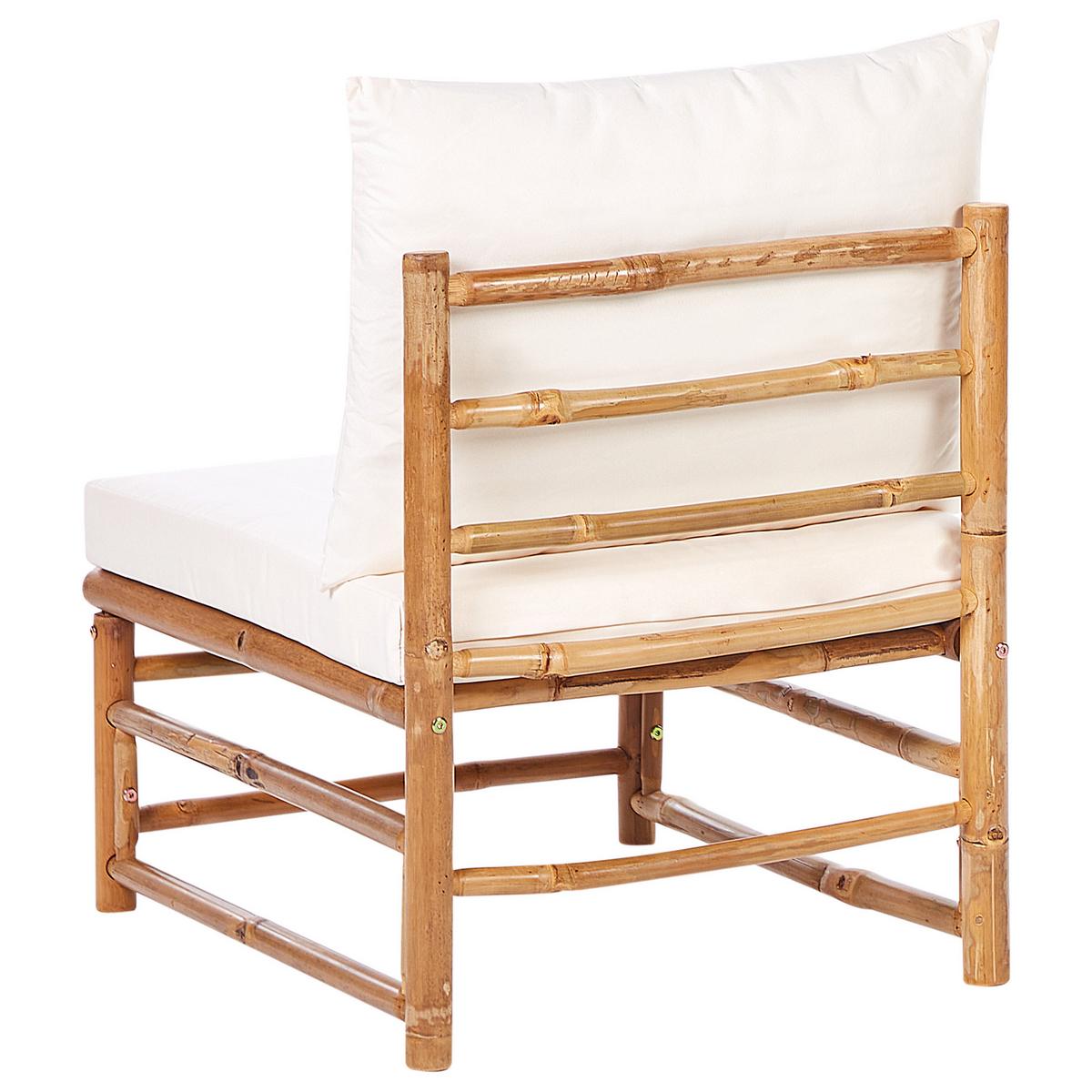 LOUNGE SET 5-Sitzer Bambusholz hellbraun 3-teilig Auflagen cremeweiß Cerreto - Creme, Holz - Beliani