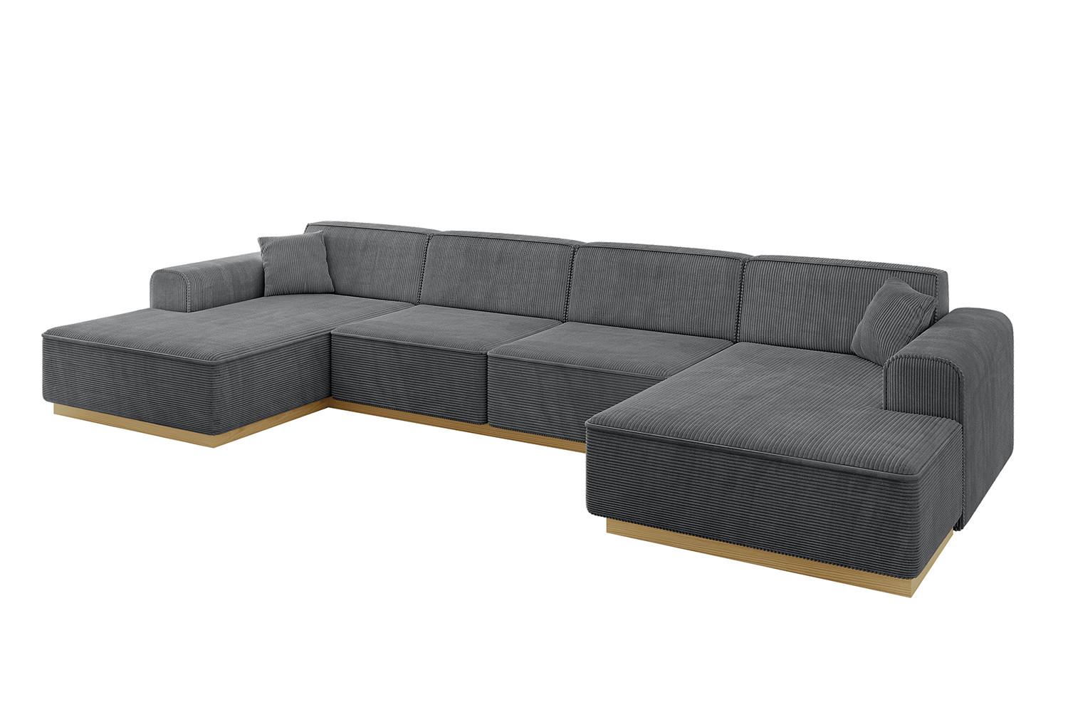 WOHNLANDSCHAFT IREA-U2-v2 - 386x165x80 cm Duneklgrau - Dunkelgrau, Holzwerkstoff/Textil (386/80/165cm) - ALTDECOR