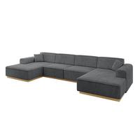 WOHNLANDSCHAFT IREA-U2-v2 - 386x165x80 cm Duneklgrau - Dunkelgrau, Holzwerkstoff/Textil (386/80/165cm) - ALTDECOR