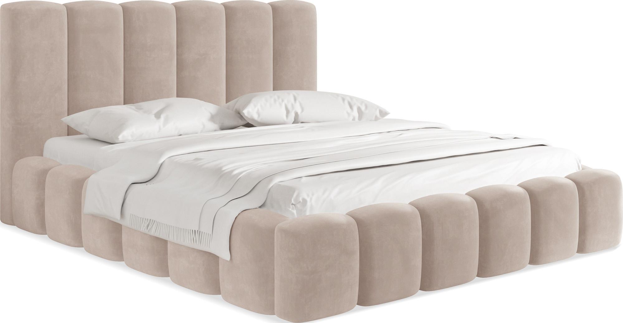 POLSTERBETT Serenity mit Bettkasten, Beige Samt 200x200 cm - Ecru/Beige, Holzwerkstoff/Kunststoff (200/200cm) - WFL GROUP
