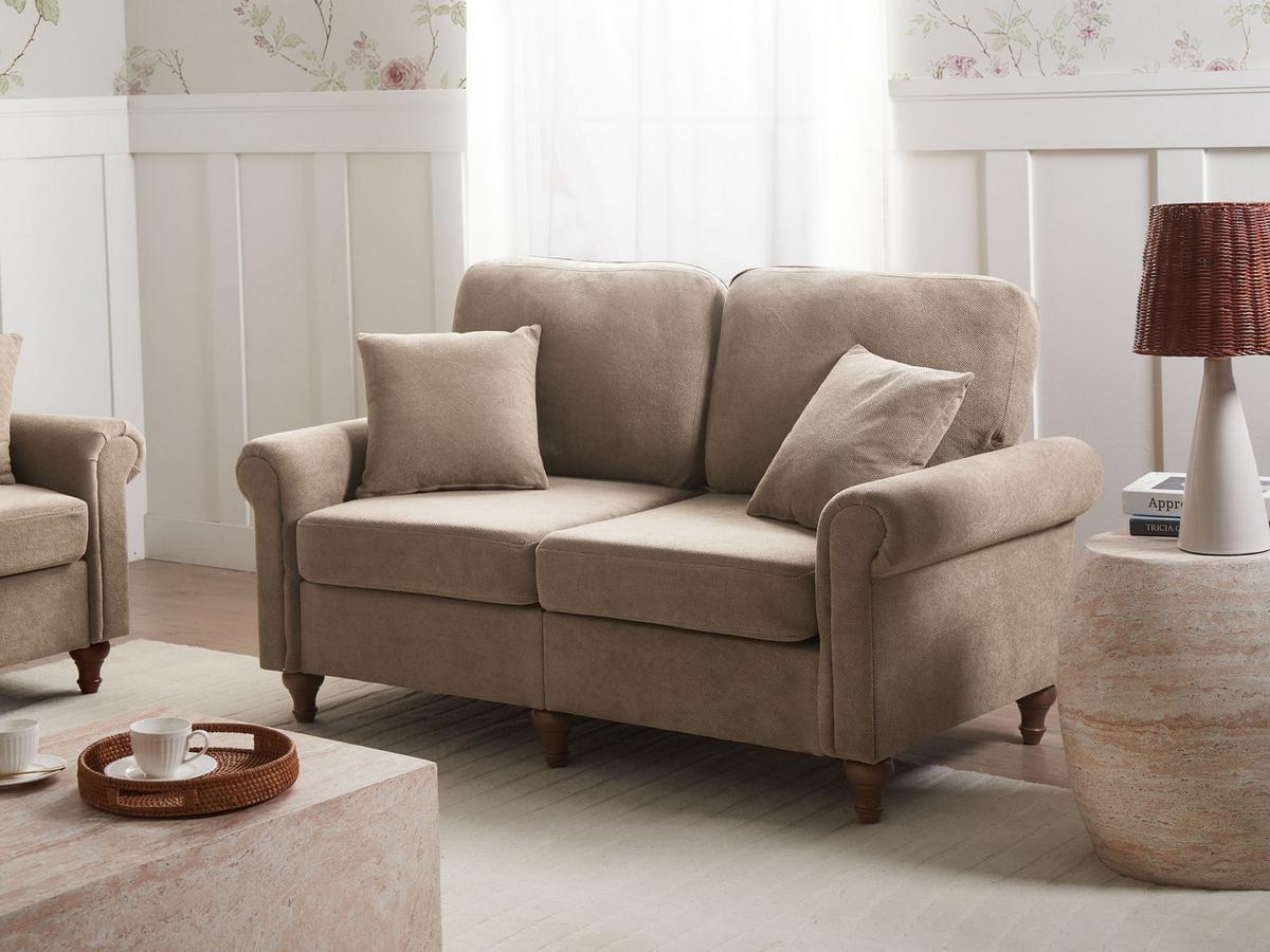 2-SITZER-SOFA Stoff Braun Ginnerup - Braun, Textil (154/84/76cm) - Beliani
