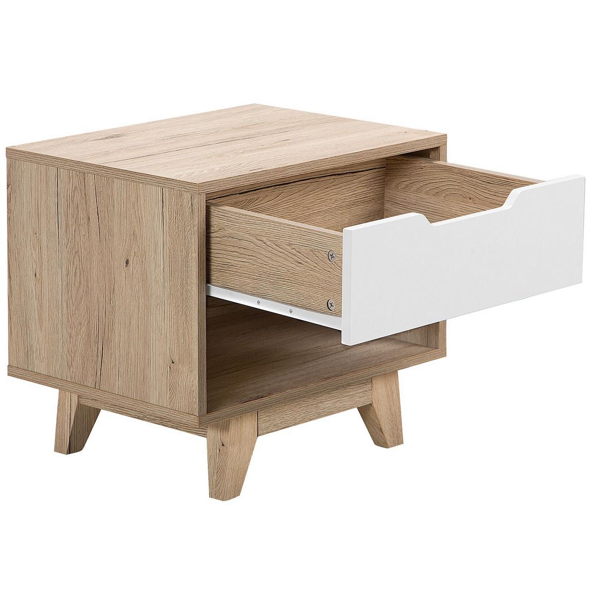 NACHTTISCH heller Holzfarbton/weiß Spencer - Hellbraun/Weiß, Holzwerkstoff (50/46/40cm) - Beliani