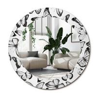 SPIEGEL Rund Ø 60 cm mit Aufdruck - Schwarz, Glas (60/60/0.4cm) - Wallfluent