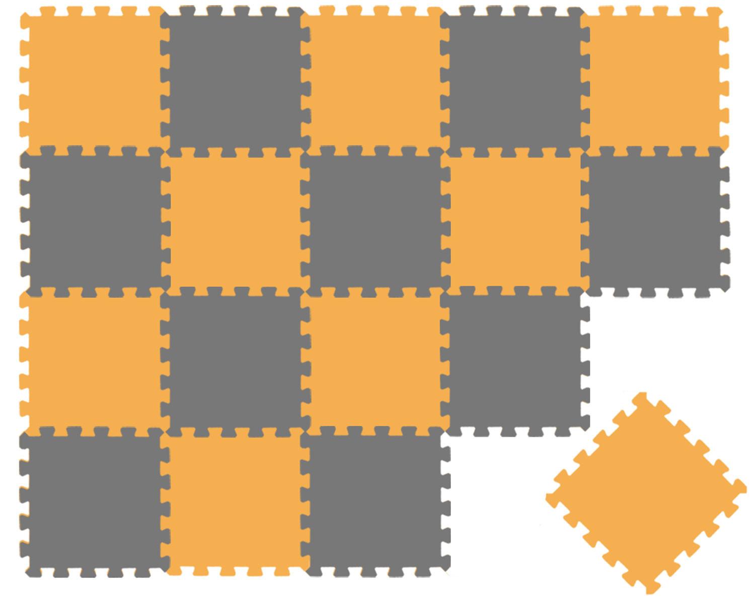 SPIELMATTE ab Null - 180/90/1 cm Puzzlematte Grau - Gelb/Grau, Kunststoff (30/30cm) - Littletom