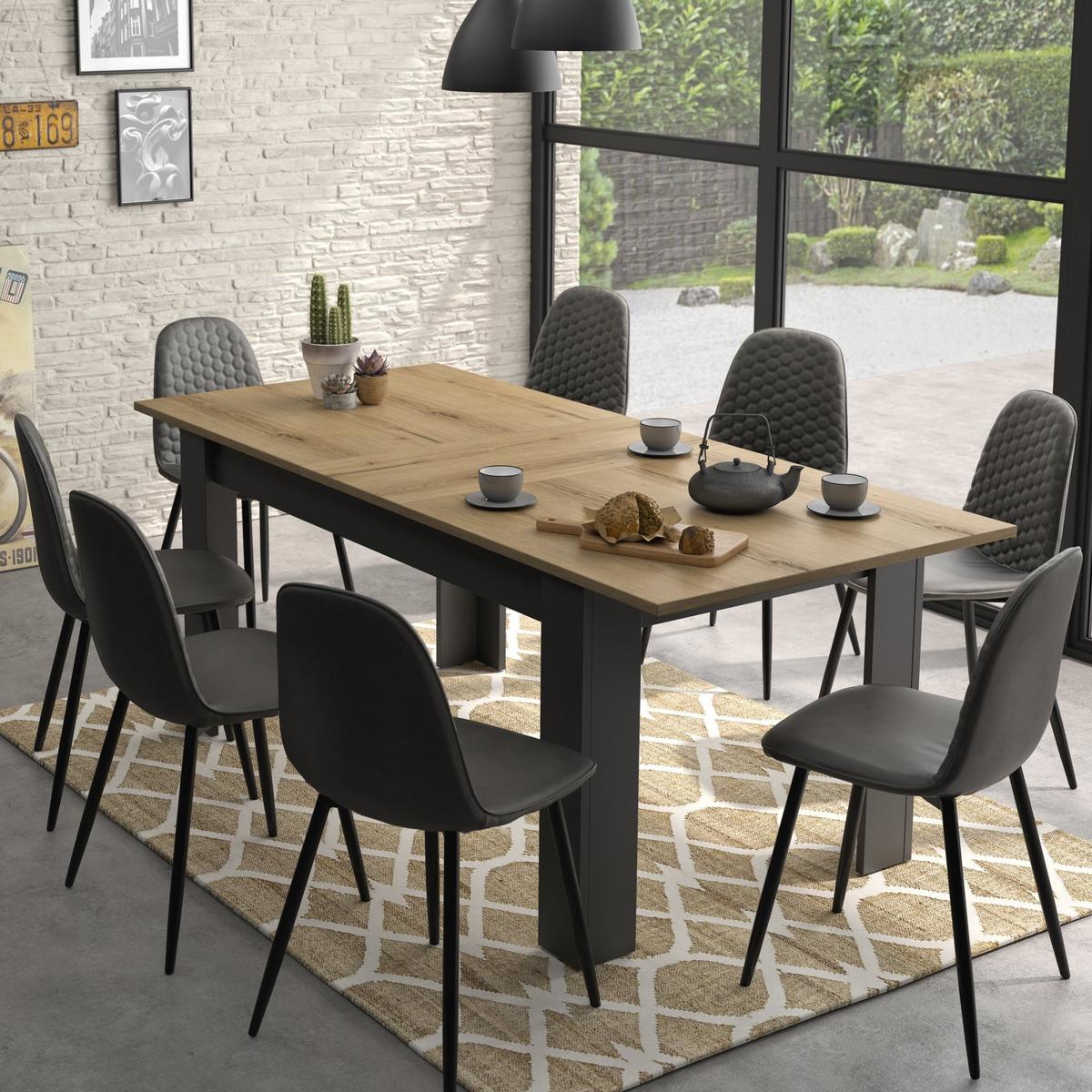 RECHTECKIGER, ausziehbarer Esstisch Manchester - Französische Herstellung - Nussbaumfarben, Holzwerkstoff (20.57/200/77cm) - Calicosy