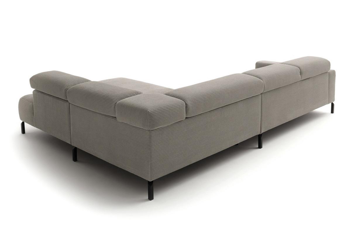 ECKSOFA DELIA Steingrau Cord - Greige/Schwarz, Textil/Metall (312/219cm) - KAWOLA