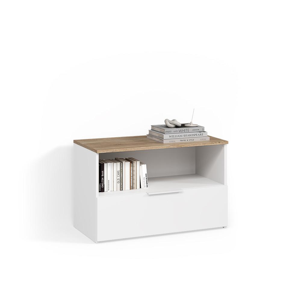 KOMMODE Piave Weiß/Sonoma mit 1 geschlossenem Fach - Weiß/Sonoma Eiche, Holzwerkstoff (80/50/40cm) - Livinity®