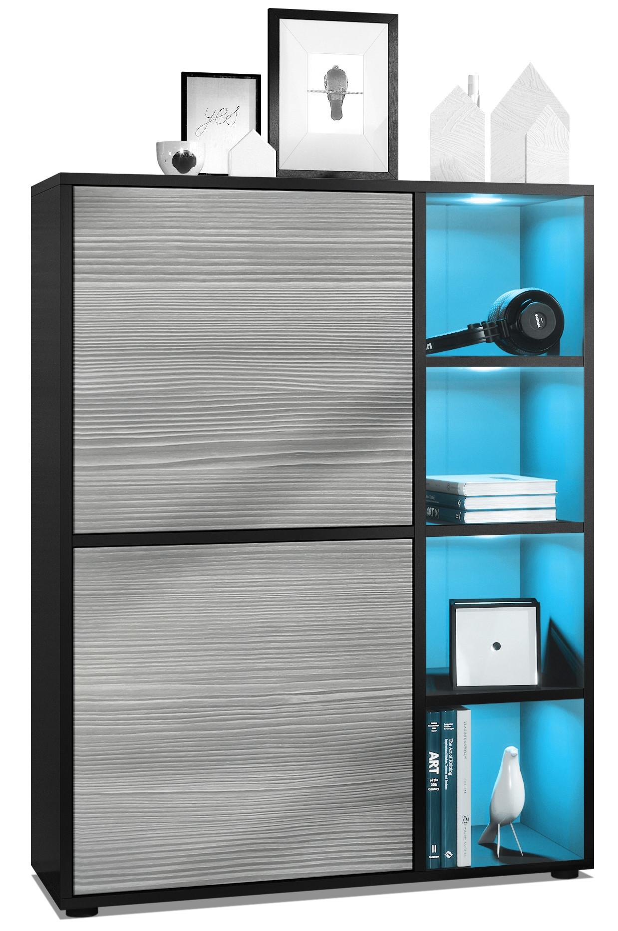 HIGHBOARD Cuba Türen in Avola-Anthrazit - Anthrazit, Holzwerkstoff (79/105.5/35.5cm) - Vladon