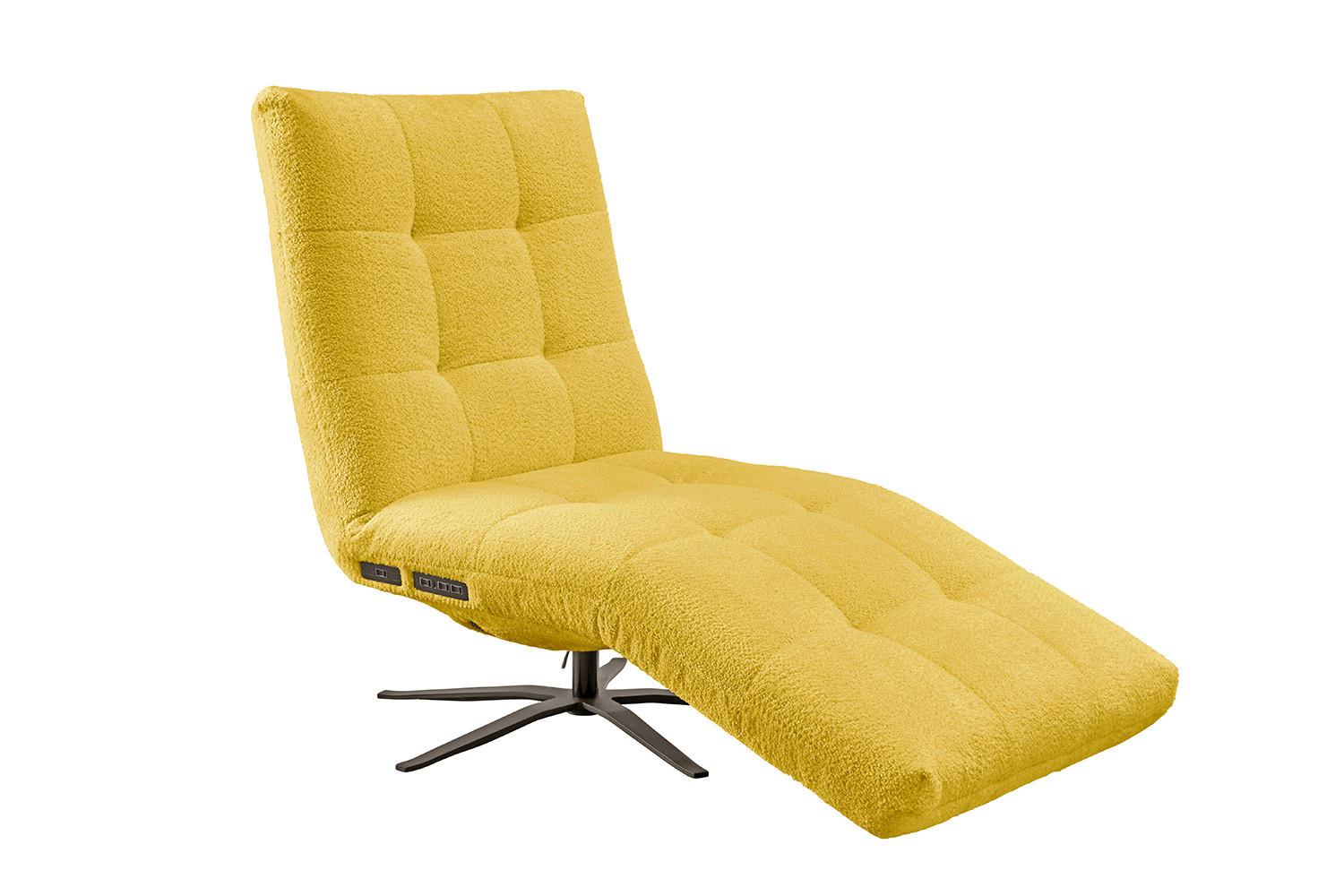 RELAXLIEGE LETICIA Gelb Flachgewebe Relaxfunktion, Drehbar (360°) - Gelb/Schwarz, Textil/Metall (82/115/156cm) - KAWOLA