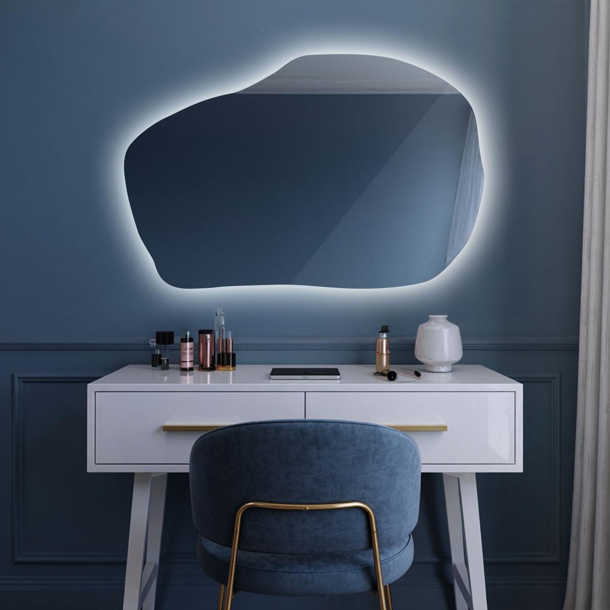 LED SPIEGEL 70 x 45,5 cm Unregelmäßige Form Kaltweiß 6500K - Transparent, Glas (70/45.5/0.4cm) - TULUP