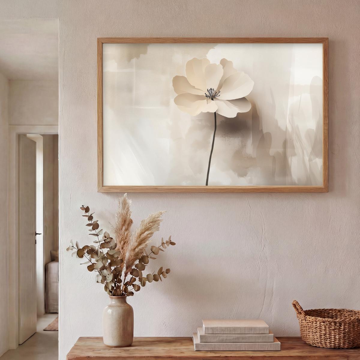 WANDLEUCHTE MIT AKKU Blume - Beige - Farbe - Schatten 90x60 cm - Beige, Holzwerkstoff (90/60/8cm) - OnlyWow
