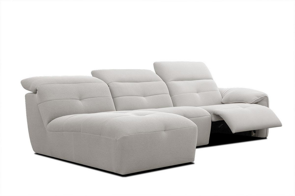 ECKSOFA TRENTO 4-Sitzer mit 1 Relaxfunktion, ecru - Ecru/Schwarz, Holzwerkstoff/Kunststoff (165/262cm) - Wozimo