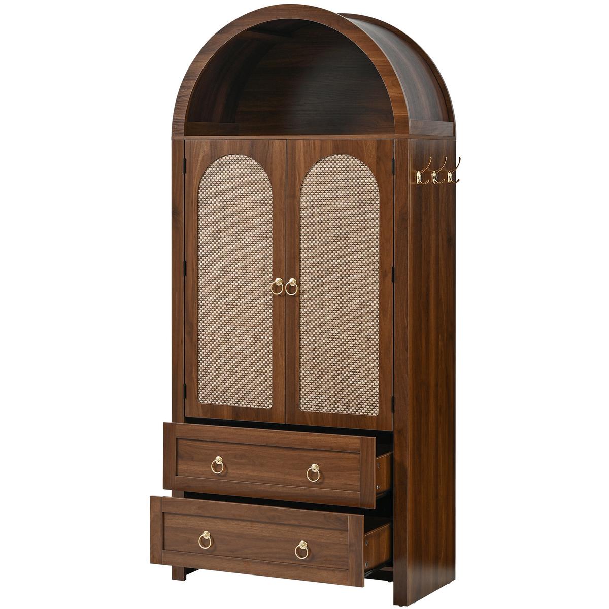 SIDEBOARD rattan bogen walnuss 180cm vintage - Walnussfarben, Holzwerkstoff (80/180/40cm) - Urban Meuble