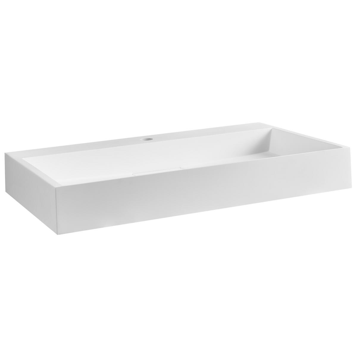 HÄNGEWASCHBECKEN Weiß 80/46 cm Mineralguss Quenko - Weiß, Naturmaterialen (80/12/46cm) - Beliani
