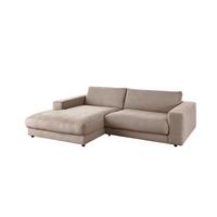 ECKSOFA MADELINE Taupe Cord - Taupe/Schwarz, Kunststoff/Textil (270/190cm) - KAWOLA