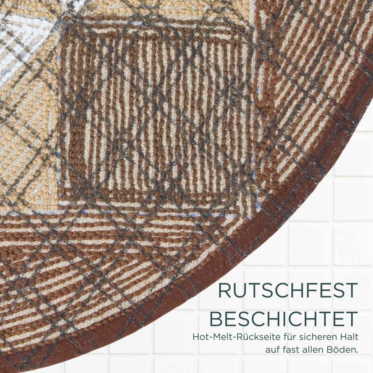 BADTEPPICH Mosaik, rund 60 cm, 100 % Baumwolle - Braun, Textil (60/60cm) - Homescapes