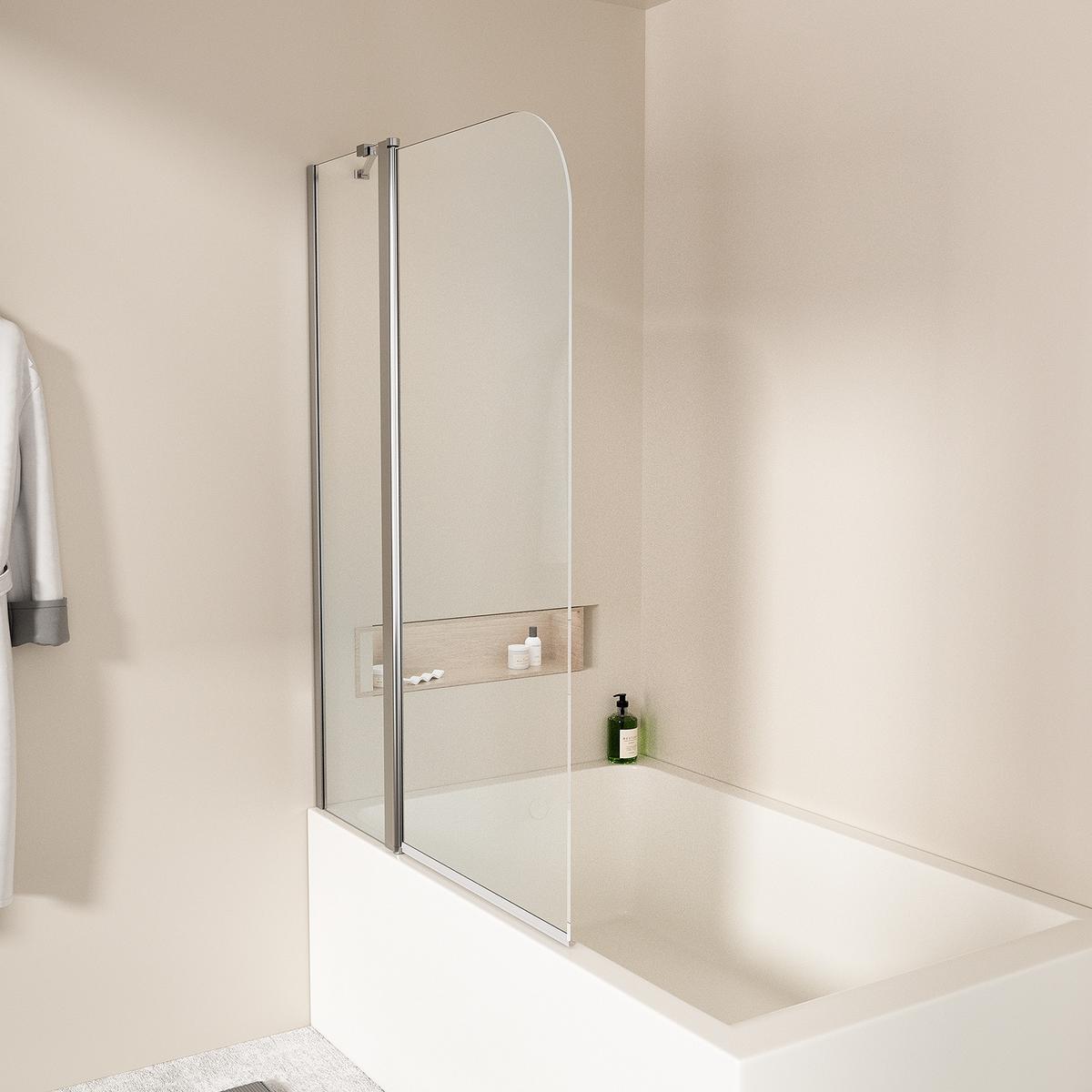 BADEWANNENAUFSATZ mit Festteil und Schwenkfunktion 100/140 cm - Transparent, Glas (100/140cm) - EMKE