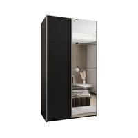 SCHWEBETÜRENSCHRANK 245,5/130/64 2-türig - Silberfarben/Schwarz, Holz/Metall (130/245/64cm) - Abiks Möbel