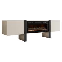 TV-LOWBOARD 200 2D Tore 05 mit Kamin - Kaschmir/Schwarz, Holzwerkstoff (200/58/41cm) - MIRJAN24