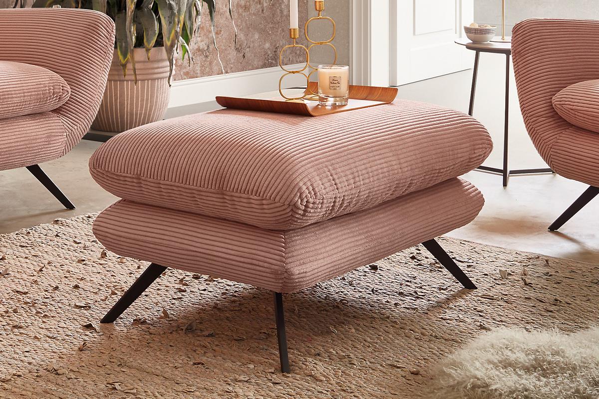 SITZGRUPPE CHARME Rosé Cord - Rosa, Textil (225/94/95cm) - KAWOLA