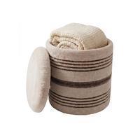 SITZHOCKER RHONE, Stoff, mit Textilbezug, Beige-Braun, Ø 40 x 45 cm - Beige, Textil (40/45/40cm) - KADIMA DESIGN
