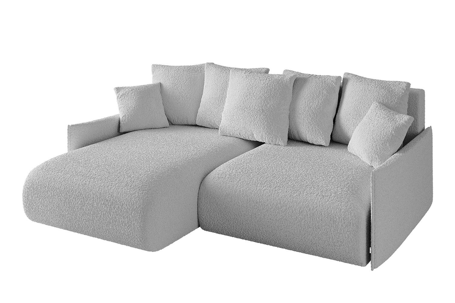 ECKSOFA Ottomane links ONESK-L -v1 216x177x72 Hellgrau Bouclé - Hellgrau, Holzwerkstoff/Kunststoff (216/177cm) - ALTDECOR