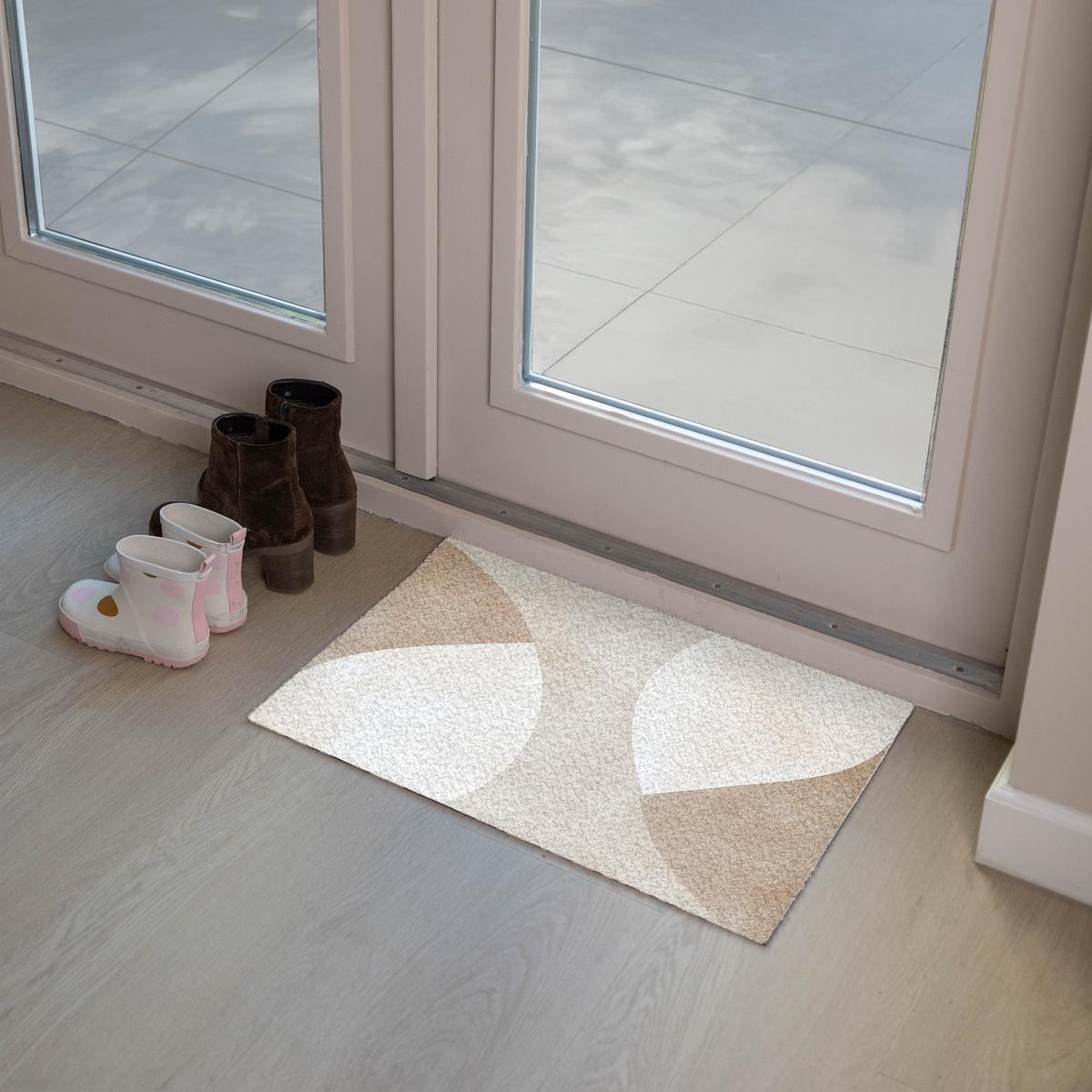 FUSSMATTE Braun - Japandi - Abstrakt Schmutzfangmatte 60x40 cm - Beige, Kunststoff (60/0.4cm) - MuchoWow