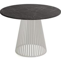 ESSTISCH Naro rund ausziehbar mit Lamellen-Metallgestell in Grau-Beige, Marmor Schwarz 100-180/100/76 cm - Kaschmir/Anthrazit, Holzwerkstoff/Metall (100/176/76cm) - WFL GROUP